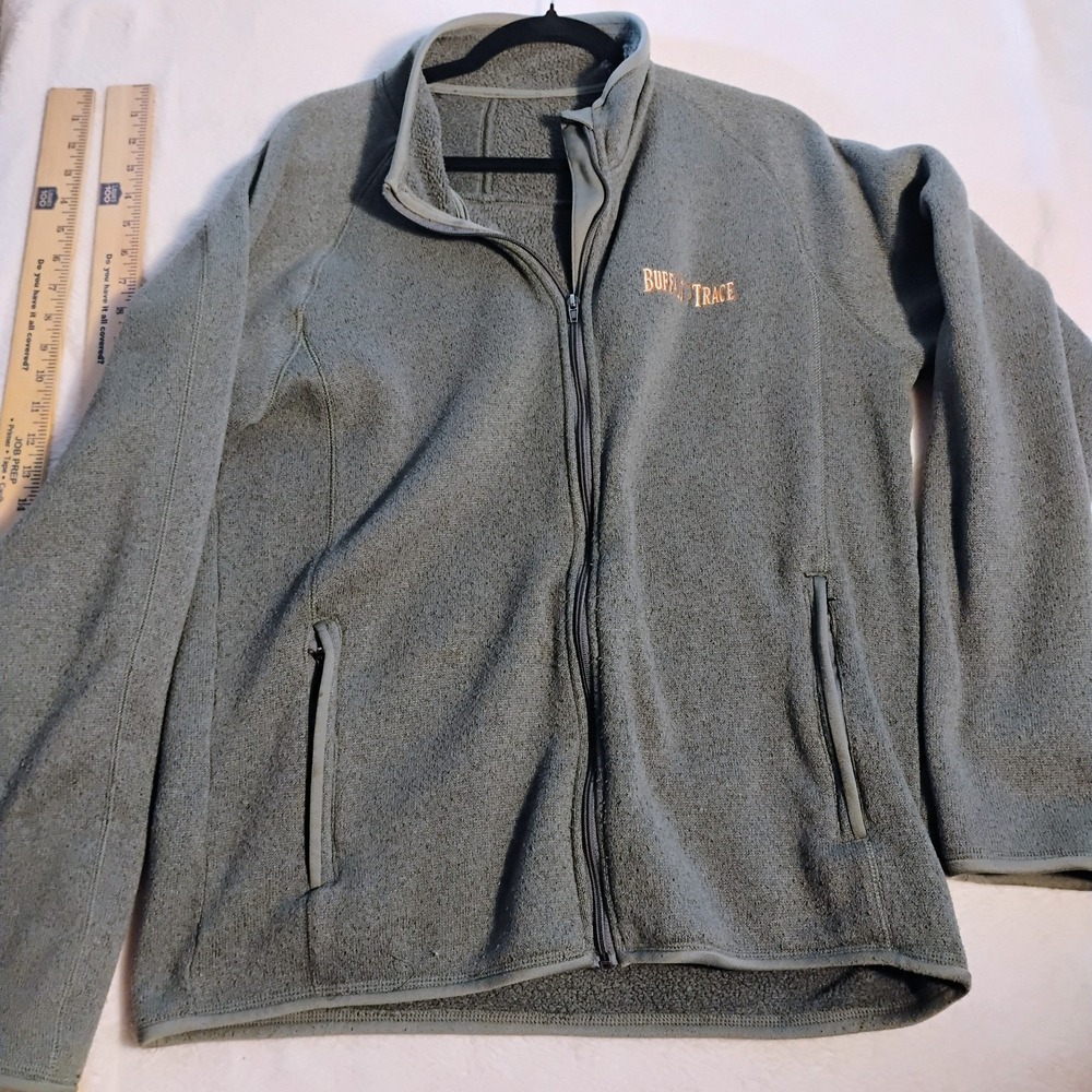 Buffalo Trace Distillery Bourbon Whiskey Full Zip Gray Fleece Jacket Mens L